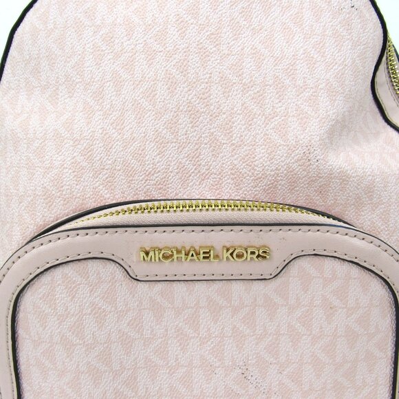 Michael Kors Pink Small Pebbled Leather Backpack Zipper Accents Multi Pockets - Picture 2 of 10